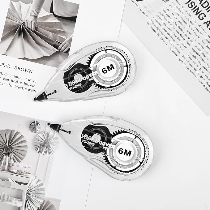 White Correction Tape, Easy To Use Applicator for Instant Corrections Wrong Writing At Any Time, For school, Office (12pack, 6M/256" x 0.2")