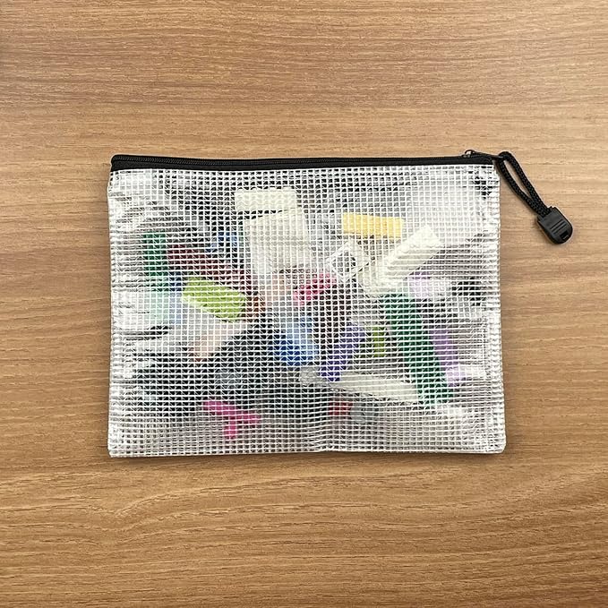 Oaimyy-B8, Mesh Zipper Pouch Document Folders Bag Plastic Zip File Folders for School Office Supplies, Travel, Puzzle Bags,Organizing Storage-Black,6 Pcs