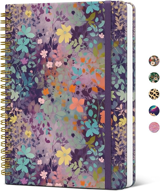 Pretty Cute Lined Spiral Journal Notebook for Women, Aesthetic College Ruled Notebook for Work & Note Taking, A5 Hardcover Journal for Writing, 140 Pages, Lavendar Floral