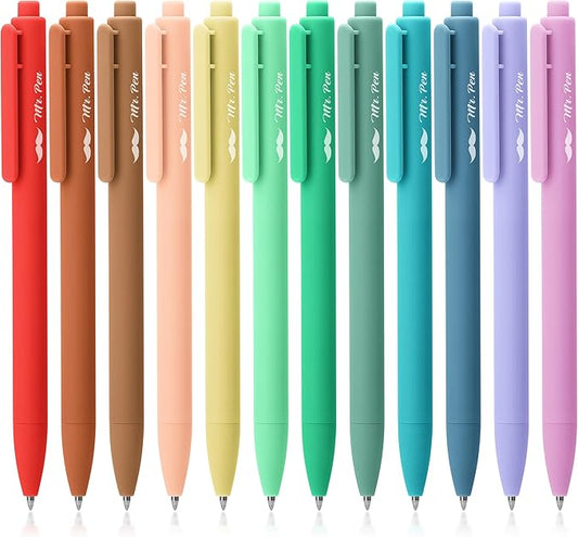 Mr. Pen- Retractable Gel Pen Pack, Assorted Colors, Fast Dry, Fine Point 0.7mm, Retractable, Cute Journaling Pens