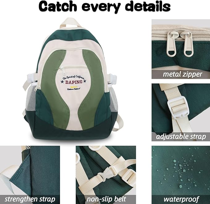 Teclado Fashion Backpack Large Bookbag Waterproof Laptop Bag Lightweight Casual Travel Daypacks (Blue)