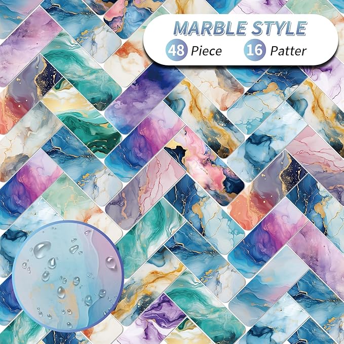 48 Pieces Magnetic Bookmarks Magnet Page Markers - Book Marks for Reading Women & Men with Storage Boxes - Cute Magnet Bookmark Clips for Reading Pleasure（Marble）