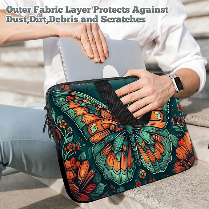 Universal Laptop Sleeve Tablet Case 12 inch, Art Moth Slim Carrying Case Durable Handbag Travel Laptop Bag for Surface Pro 9 8 7/Laptop Go 2 3, MacBook Air 11/12