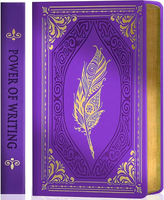 CAGIE 320 Pages Thick Hardcover Journaling Notebooks Vintage Leather Journal for Women Men A5 College Ruled Journals for Writing with Gift Box, 5.7 x 8.3 in, Purple