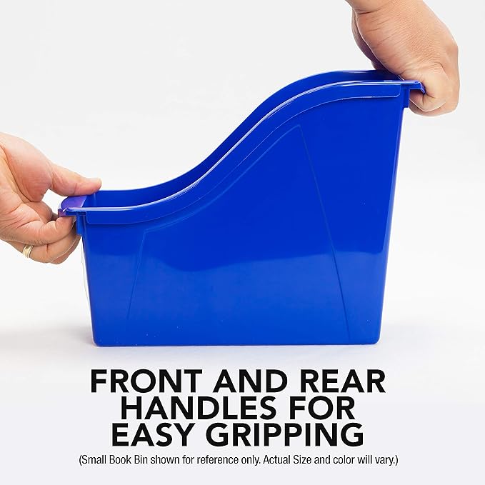 Storex Small Book Bin, Linking Storage Bins, Dry Erase Surface, 11.75" x 8.5" x 4.5", Onyx, 6-Pack, Oynx