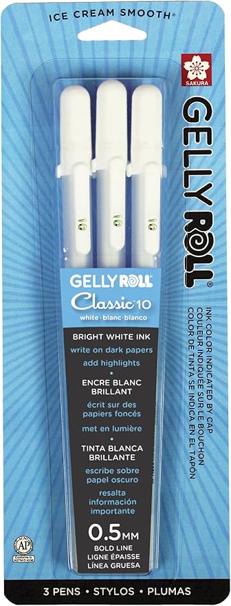 Sakura Gelly Roll Classic 10 Bold Point Pen (3 Pack), 3 Count (Pack of 1), White