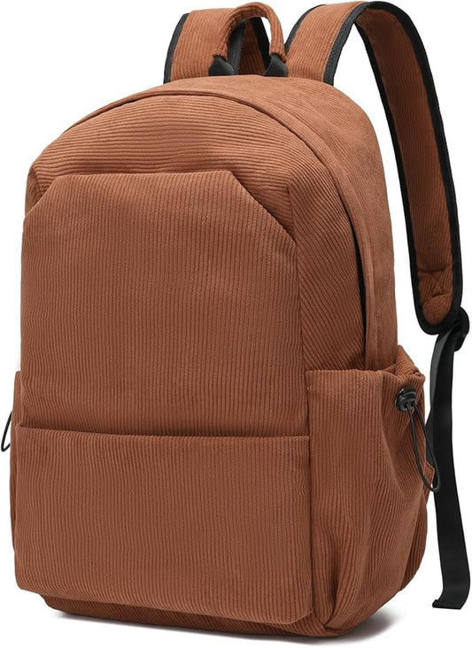 YGR Laptop Backpack for Women and Men, Waterproof Lightweight Travel Daily Rucksack Casual 15.6 inches Computer Bags for College, Brown Corduroy