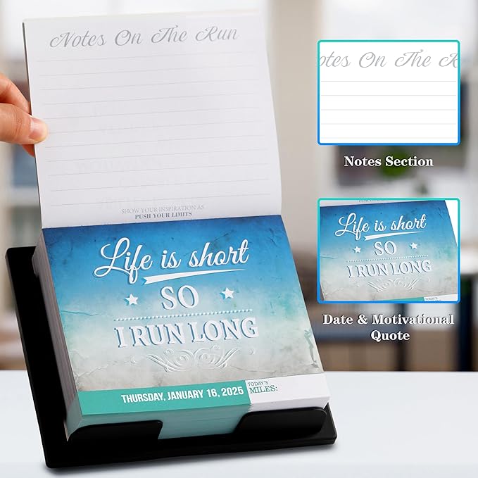 Pinchoco 2025 Desk Calendar - Daily Calendar for desk 2025, Running Gear, 5.85'' x 4.85'', 2025 Runner's Daily Desk Calendar, Daily Running Quotes and Inspiration for Runners - Black