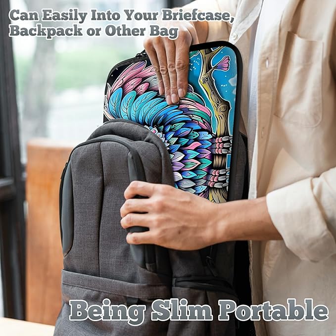 Universal Laptop Sleeve Tablet Case 12 inch, Owl Blue Slim Carrying Case Durable Handbag Travel Laptop Bag for Surface Pro 9 8 7/Laptop Go 2 3, MacBook Air 11/12