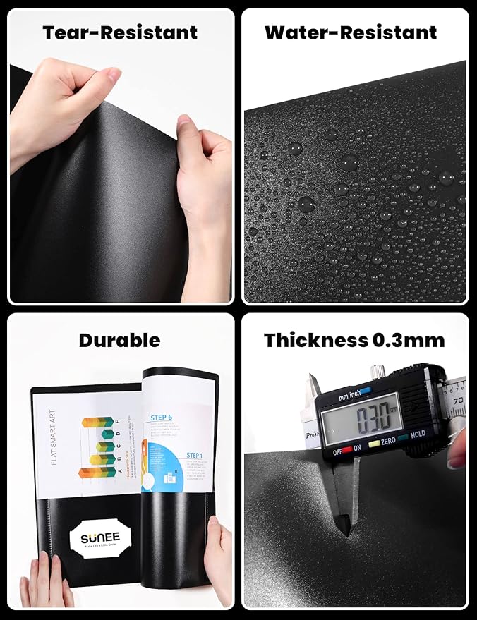 SUNEE 2 Pocket Folders (12 Pack, Black) Heavy-Duty Plastic Folders with Pockets, Fit 8.5x11 Letter Size Paper, 2-Pocket File Folders for Kids, Home, School, Office