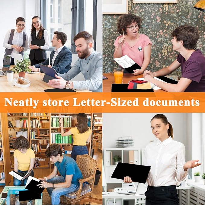 25Pcs Black Two-Pocket Heavyweight File Folder,Letter Size,Paper File Folder for School Office Home Bussines