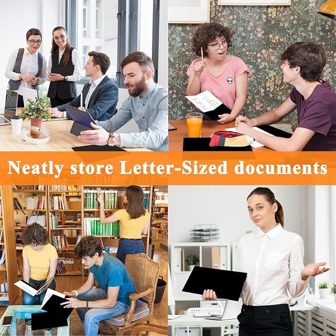 50Pcs Black Two-Pocket Heavyweight File Folder,Letter Size,Paper File Folder for School Office Home Bussines