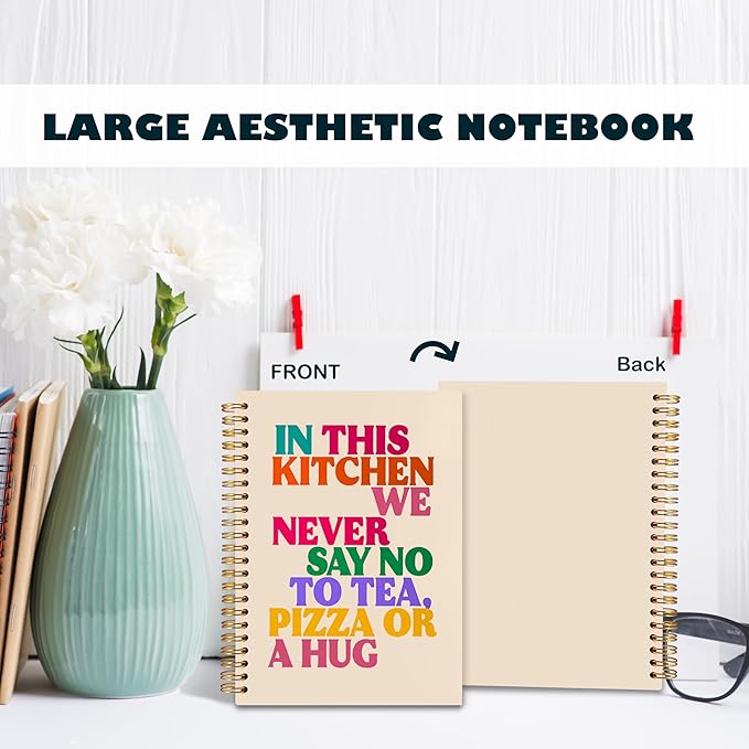 BearCake in This Kitchen We Never Say No to Tea Funny Notebook Journal, Chef Notebook, Gifts for Chefs, Cooking Notebook, Notebooks for Work Note Taking, Hardcover Spiral Notebook 5.5x8.3