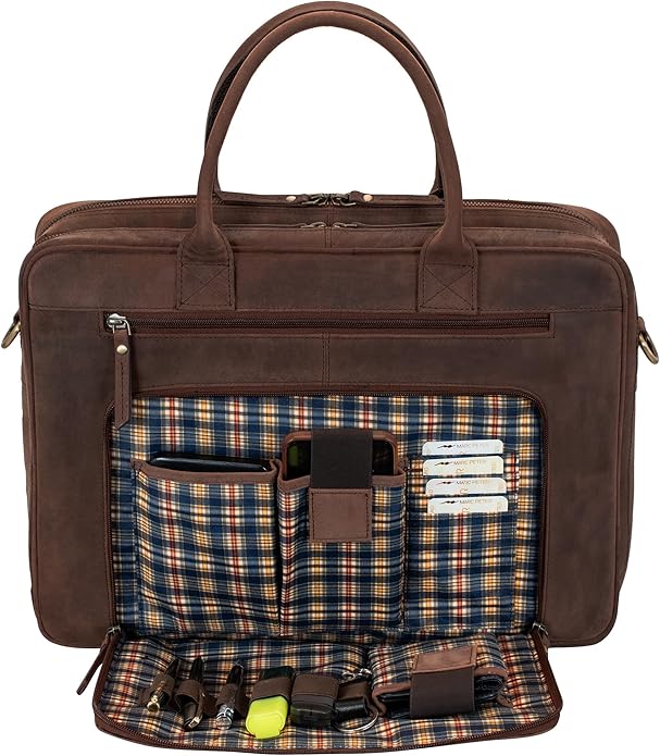 Marc Peter Hamilton Real Leather Business Bag for Men and Women | 15.6 inch Laptop Bag | Shoulder Bag for Men