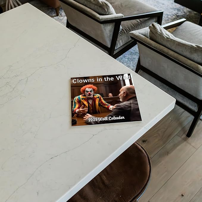2025 Clowns in the Wild Creepy Clowns Doing Every Day Things Monthly Wall Calendar | 12" x 24" | Gag Gift Funny Calendar 2025
