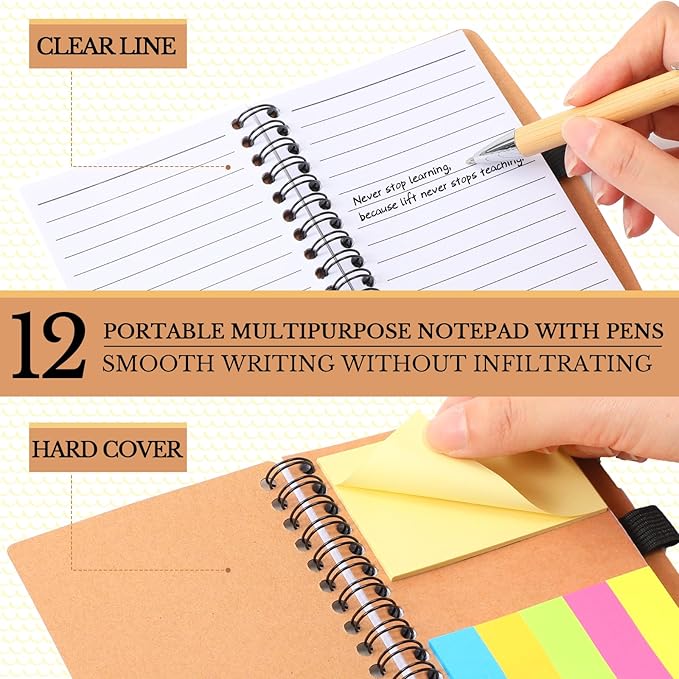 Jetec 12 Sets Bulk Employee Appreciation Gifts Bulk Inspirational Spiral Notebook with Note Ballpoint Pen Thank You Gifts for Volunteer Social Worker Nurse Staff Coworker Students (Difference Maker)