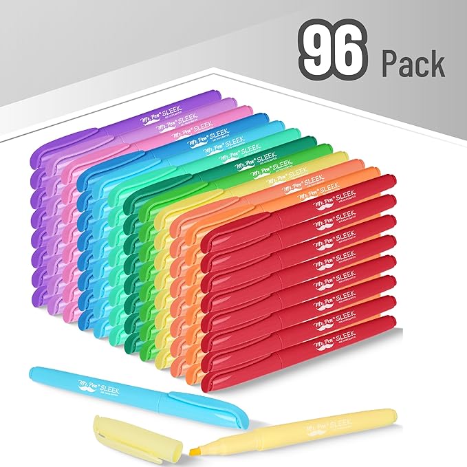 Mr. Pen- Highlighter Set, 96 Pack, Pastel Highlighters Chisel Tip, Bulk Highlighters Assorted Colors, Colored Highlighters Bulk, Highlighters No Bleed, Colorful Highlighters Pastel, Highlighter Pens
