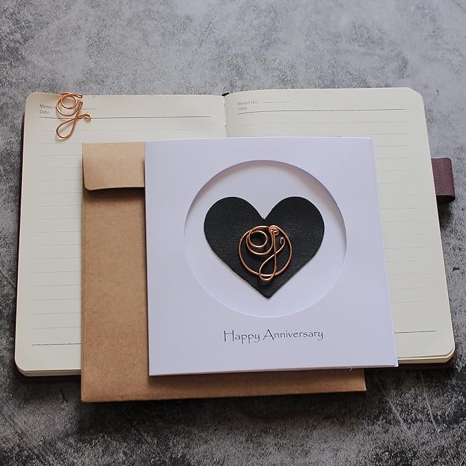 Personalized Initial Copper Card, Copper Initial, Anniversary Card for Her, Couple, Gift for Her (G)