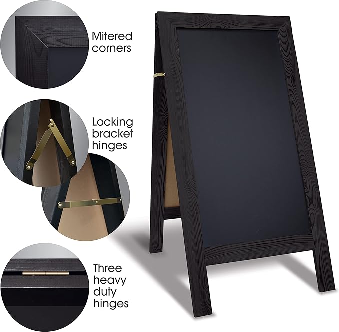 Better Office Products Magnetic A-Frame Chalkboard Sign, Extra Large 20" x 40", Standing Chalkboard Easel, Deluxe Set with Multiple Accessories, Outdoor Sidewalk Sandwich Board Sign,(Black)