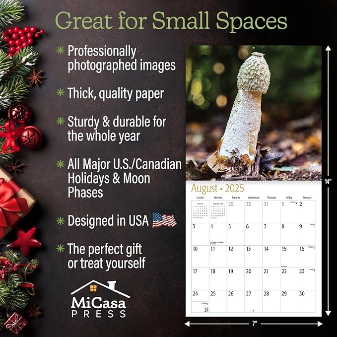 MICASA D'ck Pics in Nature Mini 2025 Wall Calendar 12 Month Funny Secret Dirty Santa White Elephant Yankee Swap Gag Gift | 7" x 14" Open | Thick & Sturdy Paper | Giftable | Calendar 2025