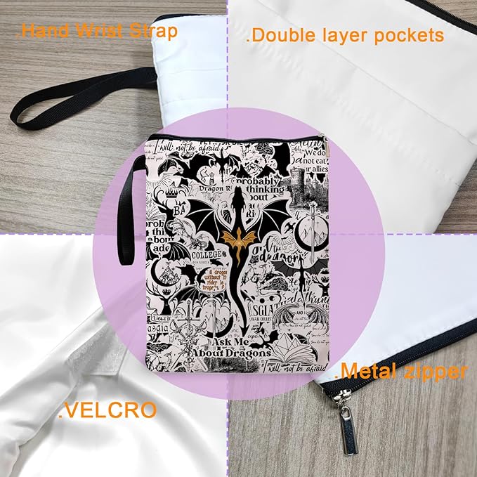 Romantasy Dark Academia Dragons Book Sleeve, Fantasy Novel Reader Gift, Bookish Gifts, Book Inspired Gift, Paperback Book Protector Book Cover Dragons Lovers Book Gifts (Dragons Book-Beige2)