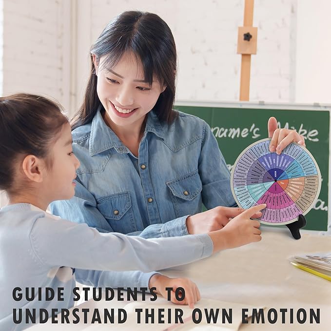 Feelings Wheel, Double-Sided Emotion Wheel with Stand, Counseling Office Must Have, Feelings Wheel Suitable for Therapy Office Decor School Counseling Office Must Have (JD2, 2)