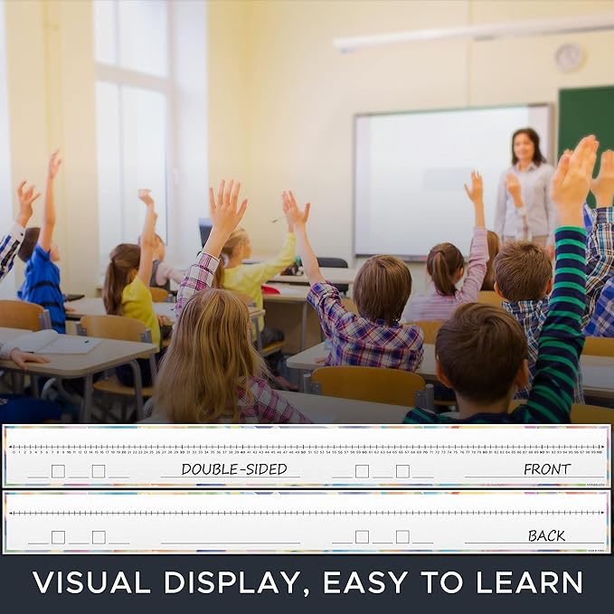 Set of 10 Dry Erase Number Boards - Double Sided, 4 Feet, Red & Black Dry Erase Marker, 0-100 Number Line on One Side, Blank Line on Reverse