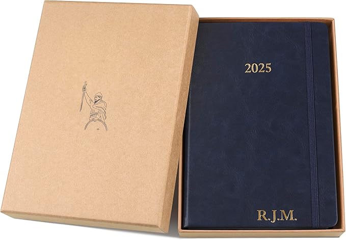 Wykeham's Executive 2025 Daily Journal Planner – Customization Available (Personalized Royal Blue, 8.5"×5.5")