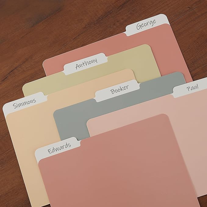 Mr. Pen File Folders - 18 Pack with Vintage Colors and 1/3-Cut Tabs - Letter Size, Colored Office Supplies