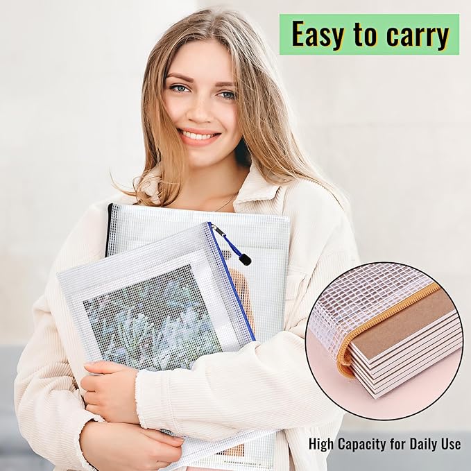 EOOUT 14pcs Zipper Pouches for Organizing, Mesh Zipper Pouch Bags, 8 Sizes 14 Colors Waterproof Mesh Bags with Zipper, for Travel Storage, School Supplies, Office Appliances and Home Organize