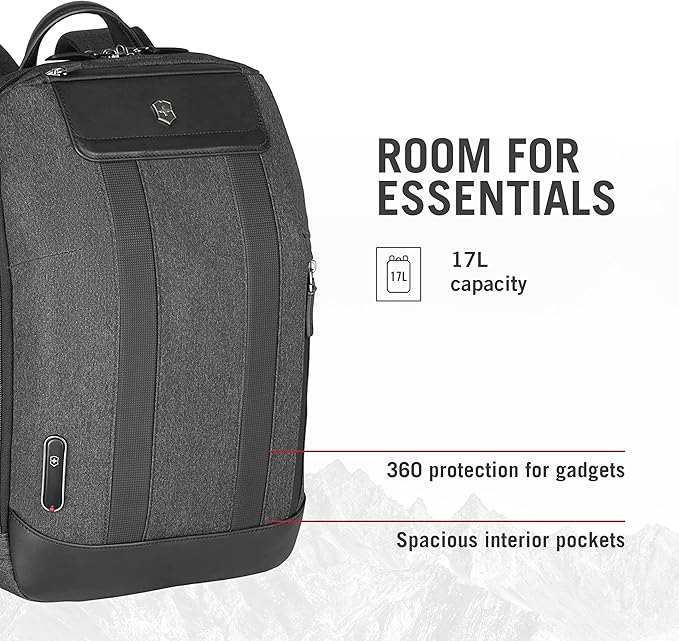 Victorinox Architecture Urban2 City Backpack - Professional Computer Backpack that Holds Laptop, Tablet & Water Bottle - Perfect Travel Bag - 17 Liters, Gray