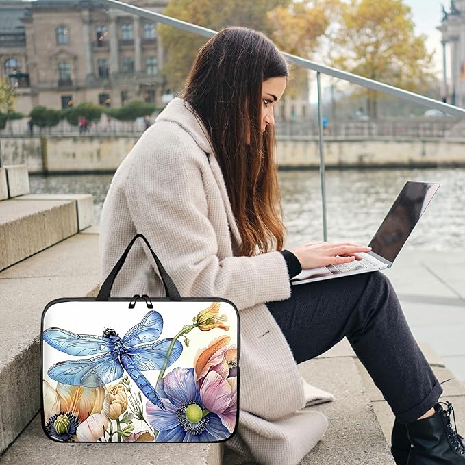 Universal Laptop Sleeve Tablet Case 12 inch, Blue Dragonfly Slim Carrying Case Durable Handbag Travel Laptop Bag for Surface Pro 9 8 7/Laptop Go 2 3, MacBook Air 11/12