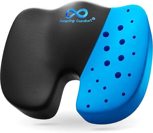 Everlasting Comfort Doctor Recommended Memory Foam Seat Cushions for Office Chairs - HSA FSA Eligible Tailbone Pain Relief Cushion, Sciatica & Back Support, Office Chair Cushion & Car Seat Cushion