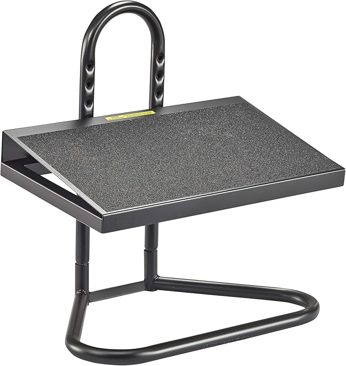 Safco Products 5124 Task Master Adjustable Footrest - 9 Position, Textured Platform, Tubular Steel - Relieve Pressure Points When Sitting or Standing in the Home, Office & Classroom