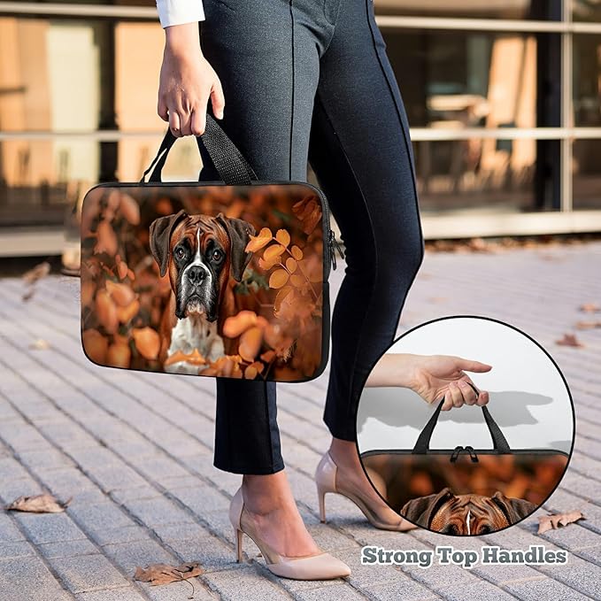 Universal Laptop Sleeve Tablet Case 12 inch, Dog Autumn Slim Carrying Case Durable Handbag Travel Laptop Bag for Surface Pro 9 8 7/Laptop Go 2 3, MacBook Air 11/12