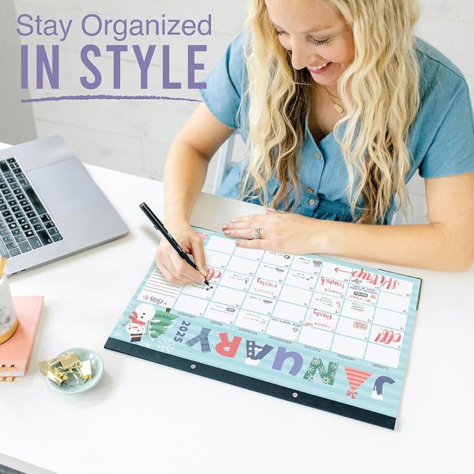 Hadley Designs Large Desk Calendar 2025-2026 - 18-Month Desktop Calendar 2025 for Organized Planning, 17" x 11" 2025 Desk Calendar for Home, School and Office (Doodle)