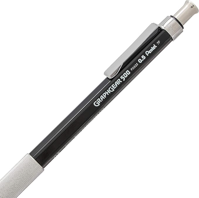 Pentel GraphGear 500 Mechanical Drafting Pencil, (0.5mm), Fine Line, Refill Lead and Mini Eraser (PG525LEBP)
