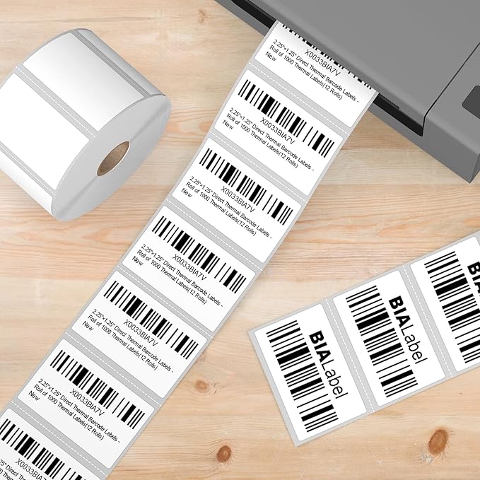 12 Rolls 2.25" X 1.25" Thermal Printer Labels, 1000/Roll - Direct Thermal Labels Compatible with Zebra & Rollo Printers