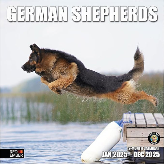 RED EMBER German Shepherds 2025 Wall Calendar 12 Month | 12" x 24" Open | Thick & Sturdy Paper | Giftable | Calendar 2025
