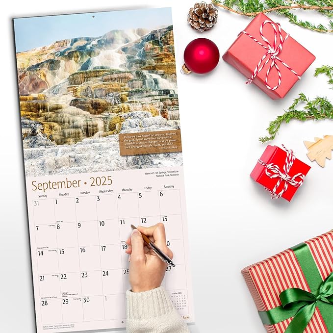 RED EMBER National Parks with Inspirational Quotes 2025 Wall Calendar 12 Month | 12" x 24" Open | Thick & Sturdy Paper | Giftable | Calendar 2025