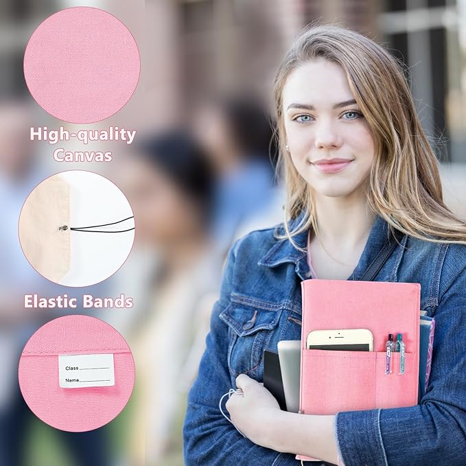 Canvas Book Covers, Washable Book Protector, Book Cover for Paperback Novels, Adjustable Book Cover for Hardcover with Pockets for Pen, Soft Cover Books, Book Lovers Gifts