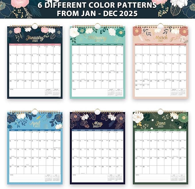 2025 Wall Calendar - 2025 Calendar, Wall Calendar from Jan. 2025 - Dec. 2025, 8.4” x 11", Twin-wire Binding, Hanging Hook, Holidays