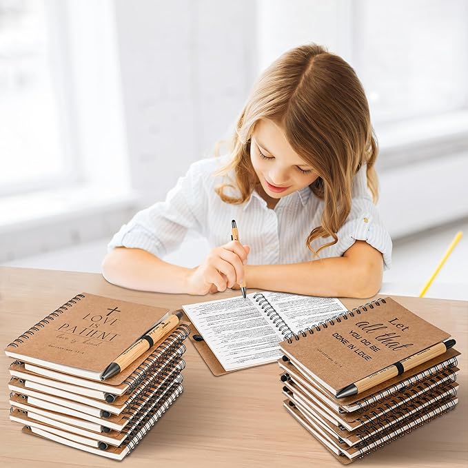 INSADA 10 Sets of Christian Gifts Spiral Notebooks Bulk Journals with Christian Pens Prayer Journal Christian Journal for Teachers Students Friends Colleagues and Family Christmas Gifts