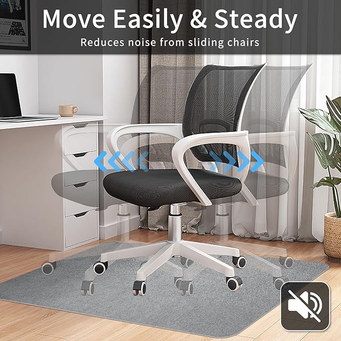 SHAREWIN Office Chair Mat for Hardwood/Tile Floor, 55"x35" Computer Gaming Chair Mat, Under Desk Low Pile Office Rug, Easy-Clean Floor Protector Mat, Light Grey