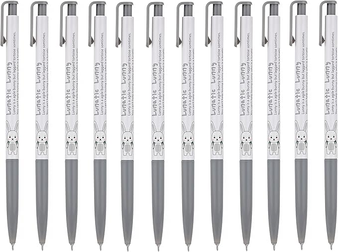 ZEESOON Xeno Lunatic Lunny 0.38mm Slim Ball Point Pen Dozen Box 12 Pcs, Made in Korea (Black 12pcs)