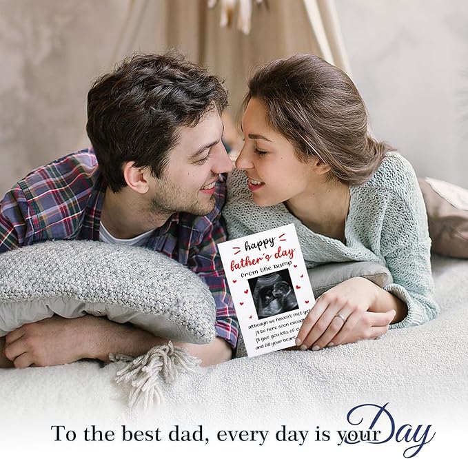 FaCraft Happy First Fathers Day Card for New Dad Dad to Be Expecting Fathers, Photo Insert, 4 x 6 Happy 1st Fathers Day Gift Card with Envelope from Wife Daughter Son Baby Boy Girl