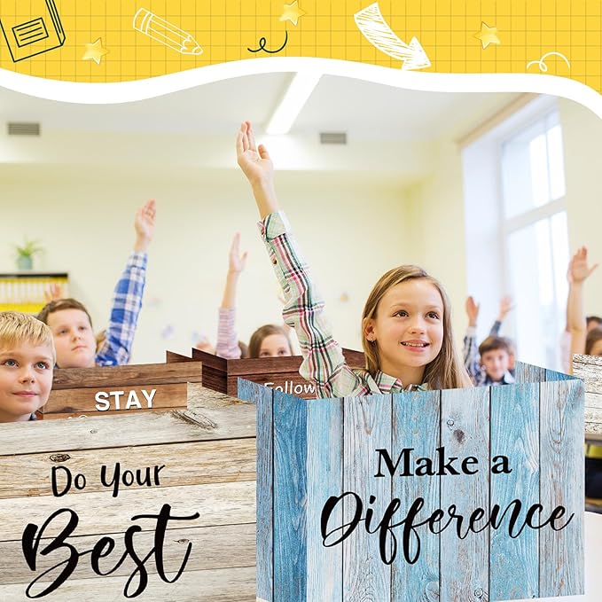 Honoson 24 Pcs Bulk Inspirational Privacy Folders for Students Cardboard Test Privacy Boards Motivational Words Desk Dividers Shield for Classroom School Study Supplies, 6 Styles(Farmhouse)