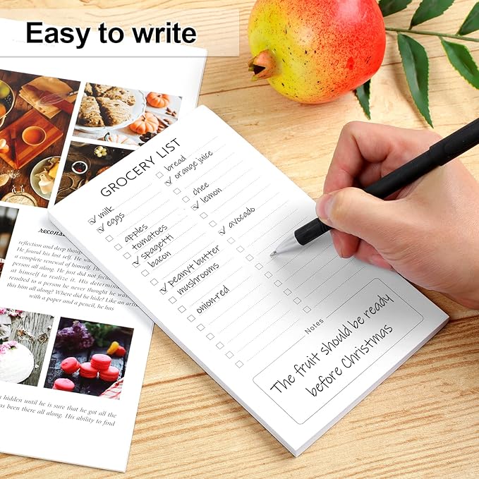 Joyberg Grocery List Magnet Pad for Fridge, 2 Pack Magnetic Notepads for Refrigerator, Magnetic Grocery List Pad for Fridge, Full Magnet Back Shopping Lists, 60 Sheets Per Note Pads