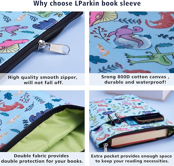 Book Sleeve for Book Lovers, Bookish Book Protector, Book Covers for Paperbacks, Washable Fabric, Book Sleeves with Zipper, Medium 11 Inch X 8.7 Inch