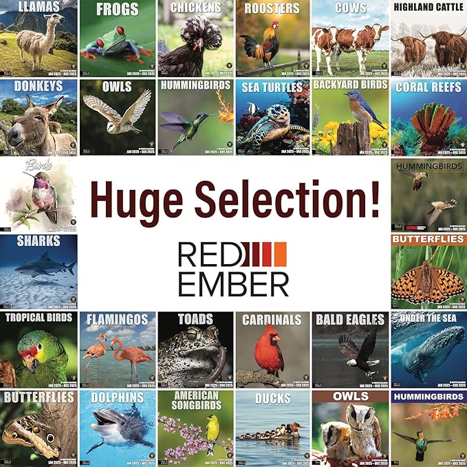 RED EMBER Chickens 2025 Wall Calendar 12 Month | 12" x 24" Open | Thick & Sturdy Paper | Giftable | Calendar 2025